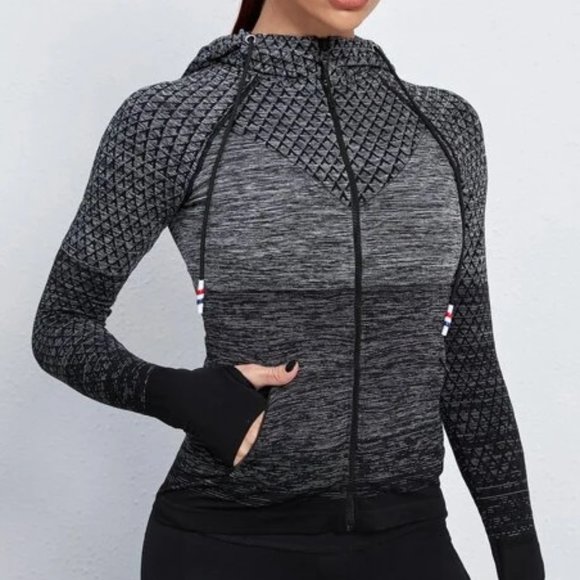 Jackets & Blazers - Dark Grey Hooded Sport Jacket in L